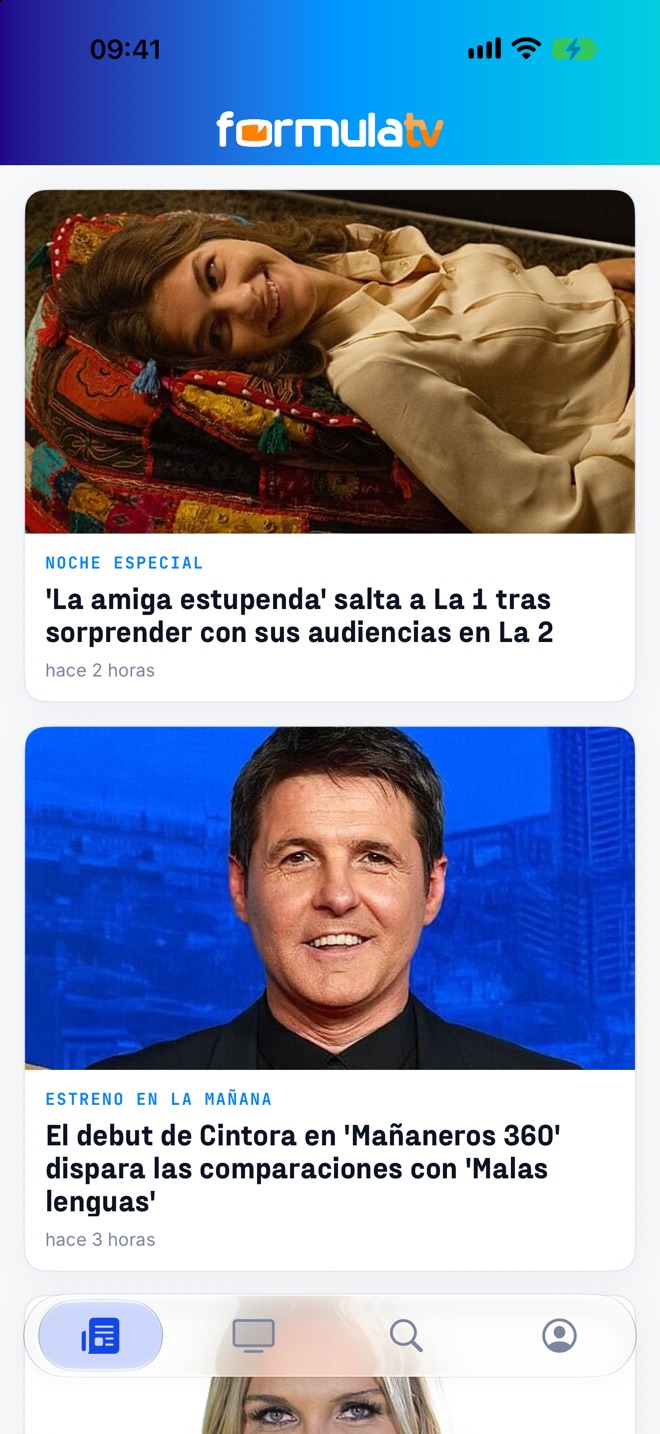 La portada de la app de FórmulaTV