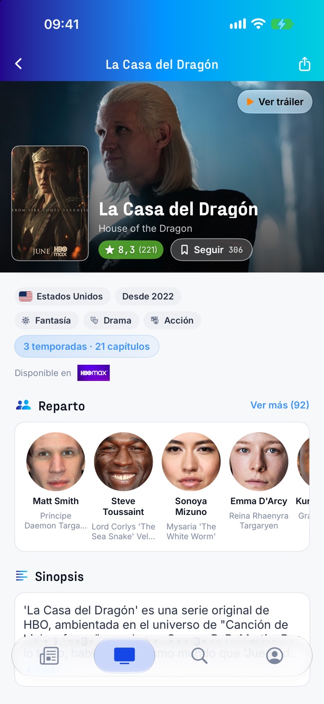 La ficha de una serie