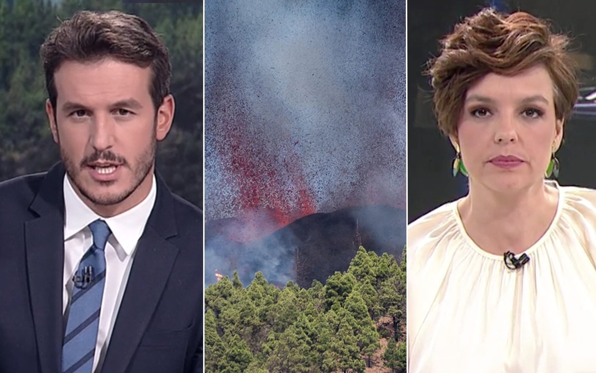 Así fue la cobertura televisiva de la erupción del volcán en La Palma: Avances informativos y miedo en directo