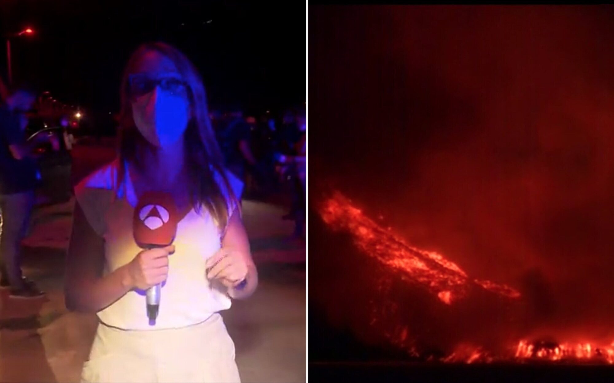 Las cadenas de televisión son evacuadas del puerto de Tazacorte: La lava del volcán ha tocado aguas atlánticas