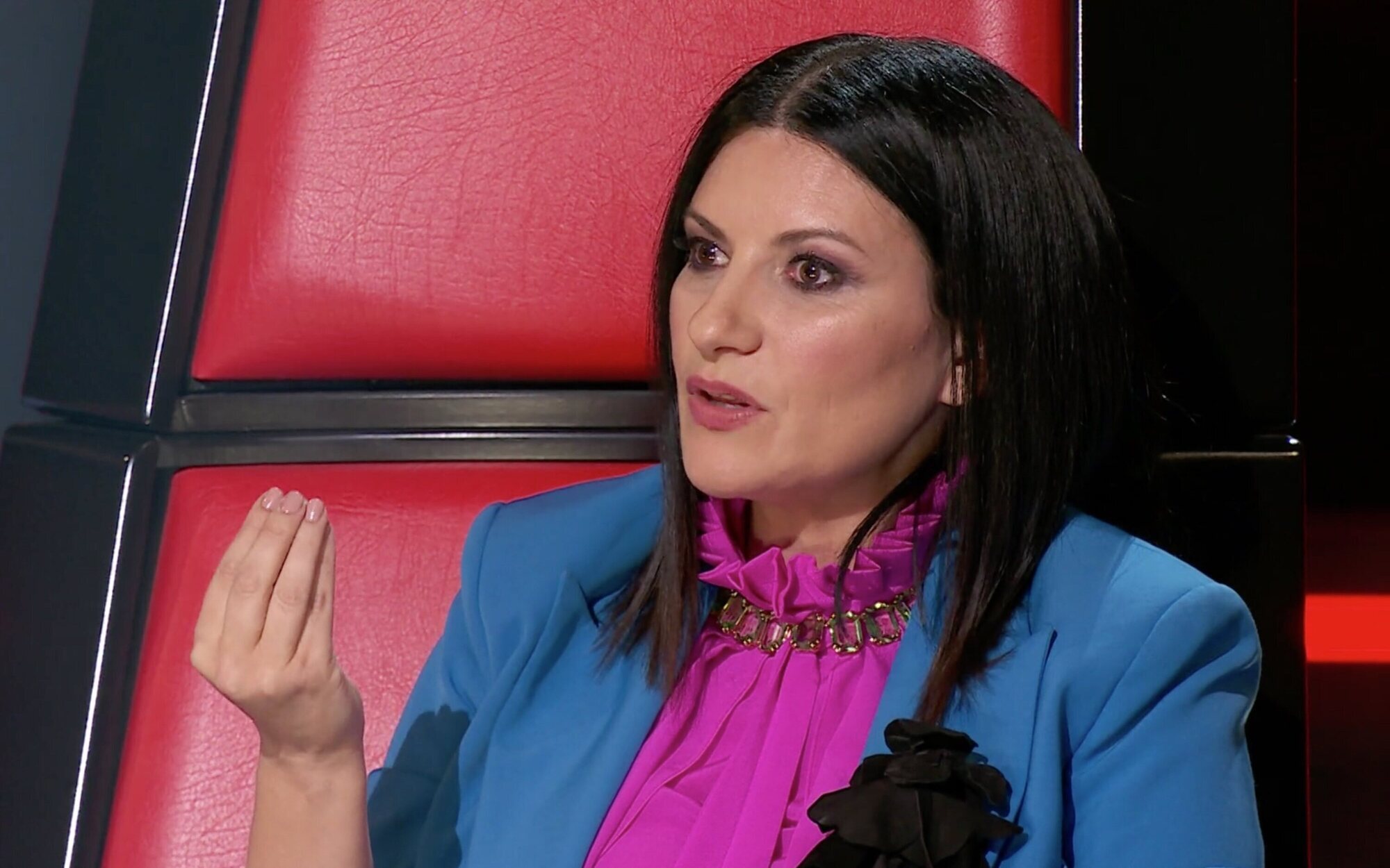 Laura Pausini repite el "porca vacca" de Eurovisión y explica lo que significa en 'La Voz'