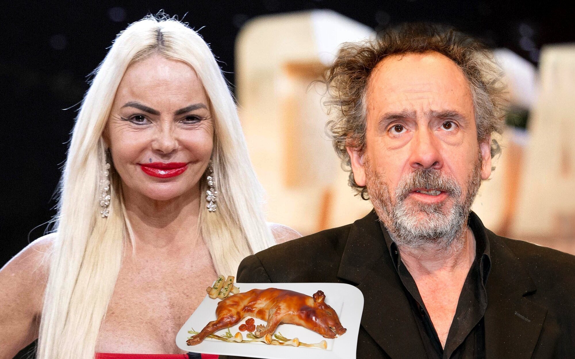 Leticia Sabater se come un cochinillo junto a Tim Burton, aunque le confunde con Johnny Depp