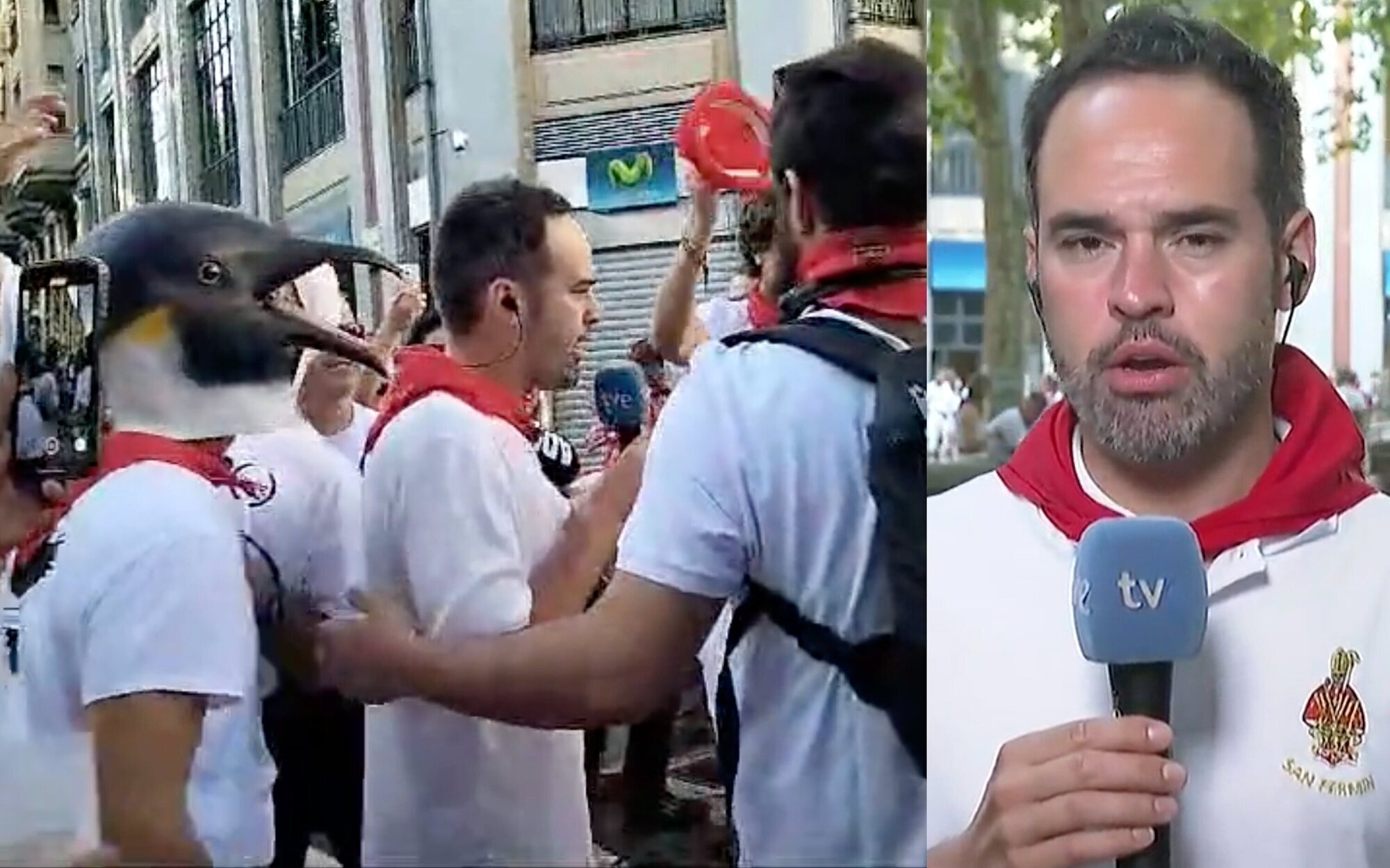 Agreden, insultan y acorralan al reportero de TVE en Sanfermines durante la conexión: "¡Que te vote Txapote!"