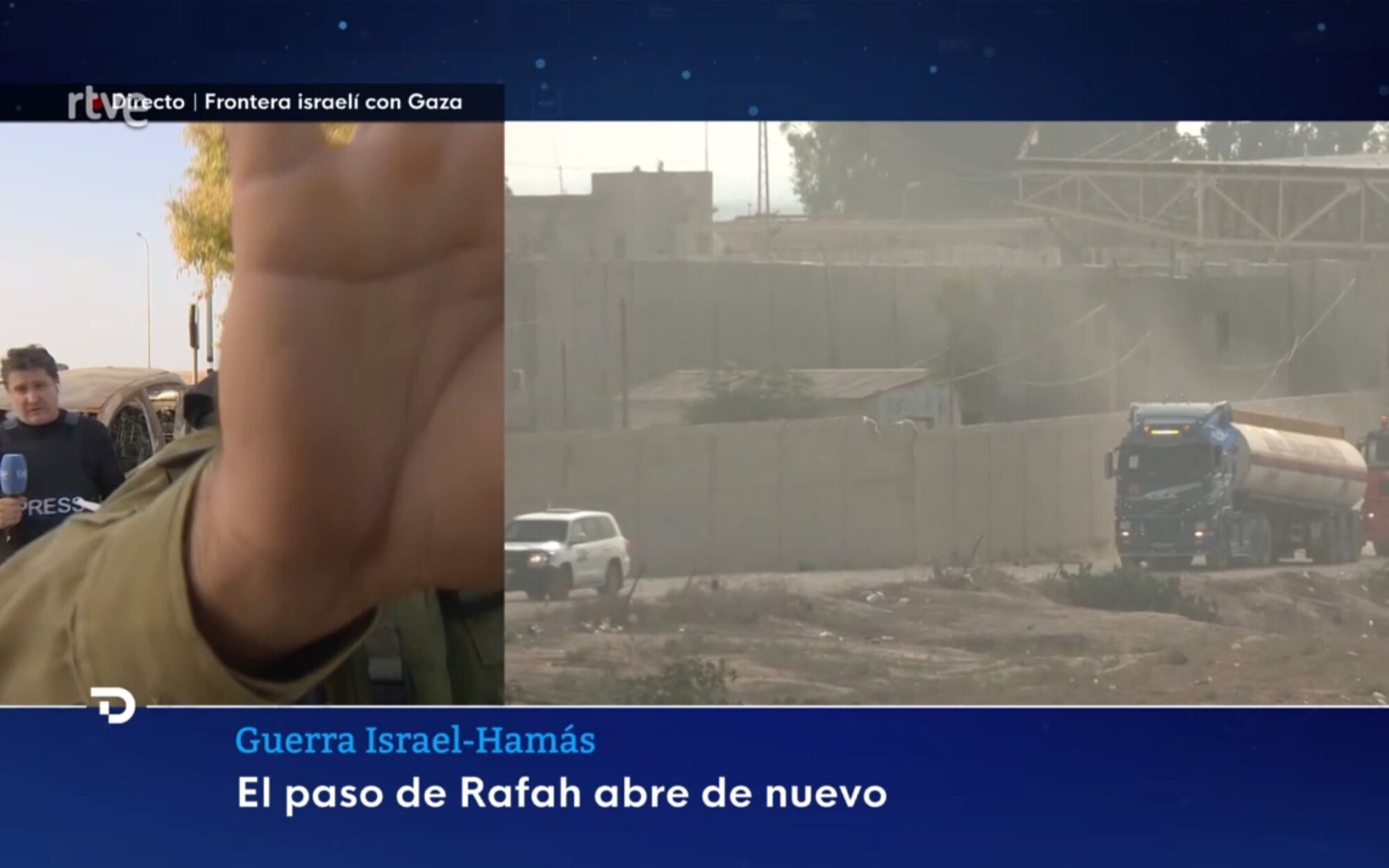 Un soldado israelí impide a 'Telediario' informar sobre el conflicto en Gaza: "Vamos a tener que interrumpir"