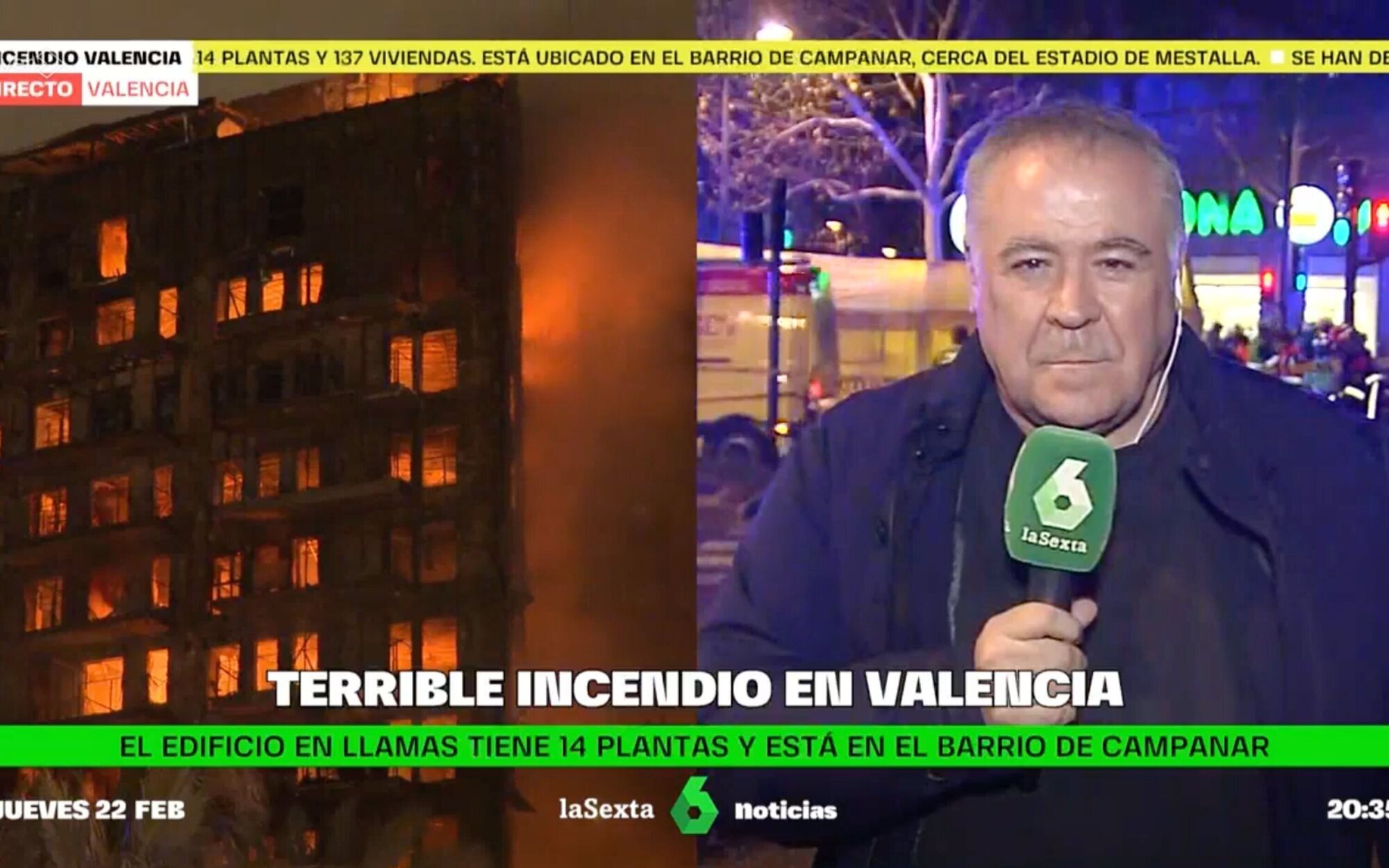 Antonio García Ferreras salta al prime time de laSexta como reportero para cubrir el incendio de Valencia
