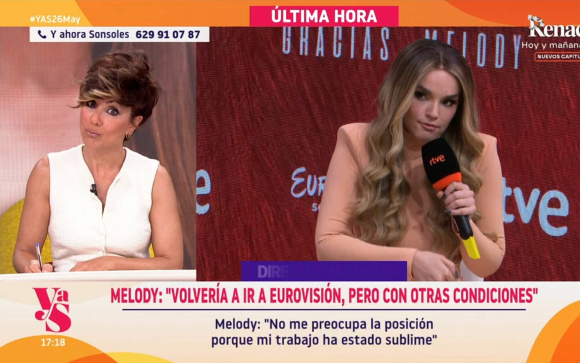 Sonsoles Ónega se defiende ante el palo de Melody en directo en 'Y ahora, Sonsoles': "Te estábamos apoyando"