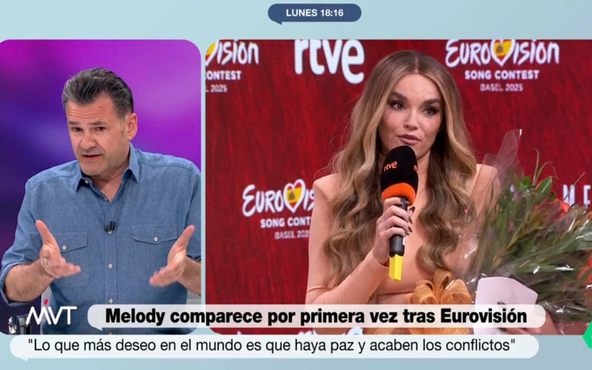 Iñaki López defiende a 'La revuelta' en 'Más vale tarde' ante la crítica de Melody: "No veo el ataque"