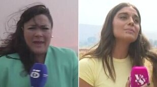Dos reporteras de Telecinco y Antena 3 huyen de las llamas durante sus conexiones en directo