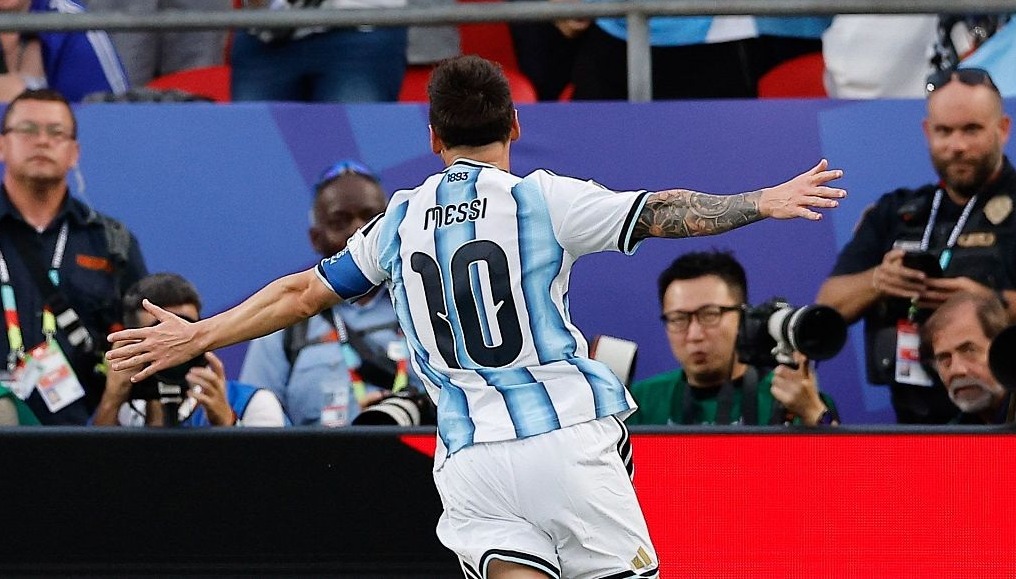 Messi durante el partido entre Argentina y Austria