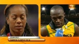 Usain Bolt interrumpe una entrevista con TVE para escuchar el himno de EEUU