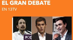 13tv ofrecerá este lunes el debate entre Sánchez, Rivera e Iglesias organizado por El País