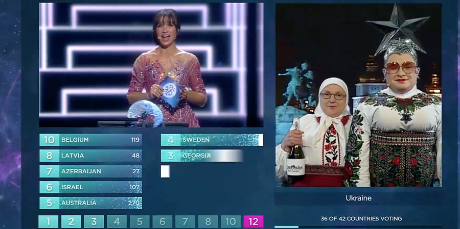 Verka Serduchka, su madre y una botella de champ?n dan los puntos de Ucrania