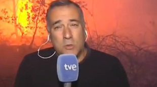 Xabier Fortes se arriesga en un directo de 'Los desayunos' entre llamas tras criticar la cobertura de TVE