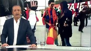 'Jugones' muestra a una reportera de Barça TV que obliga a esconder una bandera española en la Copa del Rey
