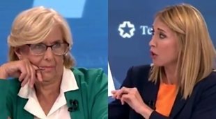 La perpleja cara de Carmena ante el discurso sobre contaminación de Silvia Saavedra