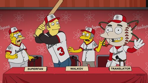 36x18 titulado 'La liga de Abe y Moe' de 'Los Simpson'