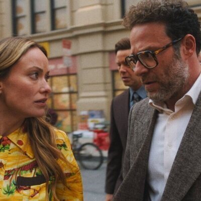 Olivia Wilde y Seth Rogen en 1x04 'La cinta perdida' de 'The Studio'