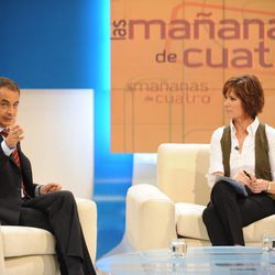Jose Luis Rodríguez Zapatero con Concha García Campoy en Cuatro