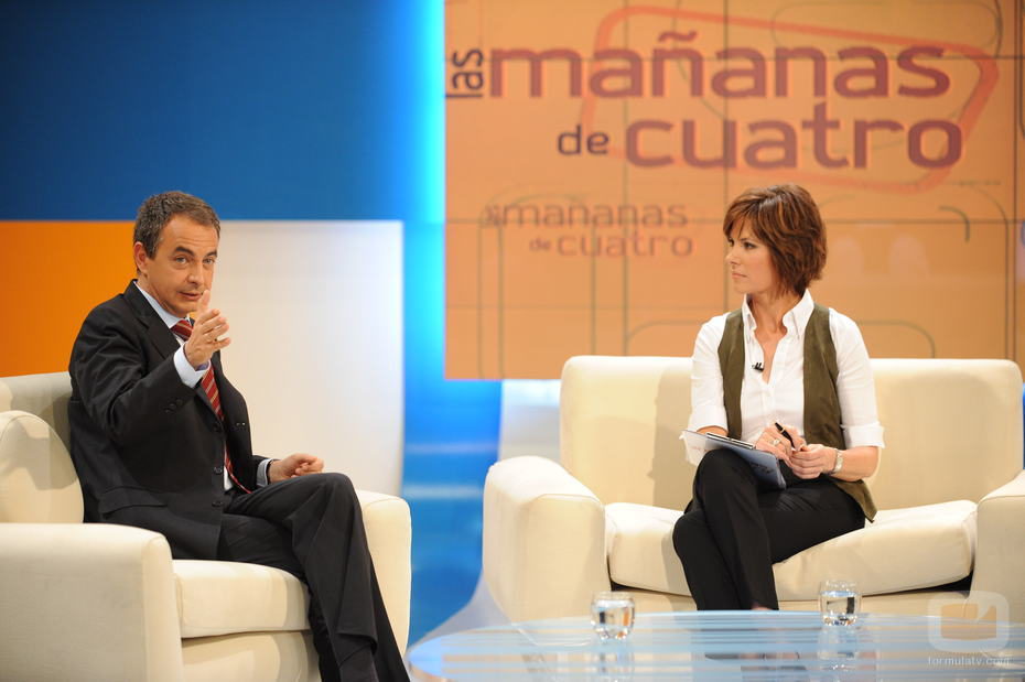 Jose Luis Rodríguez Zapatero con Concha García Campoy en Cuatro