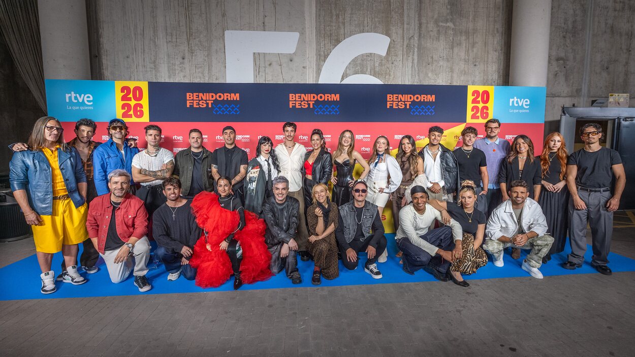 Los participantes del Benidorm Fest 2026 posan en el photocall de la presentación