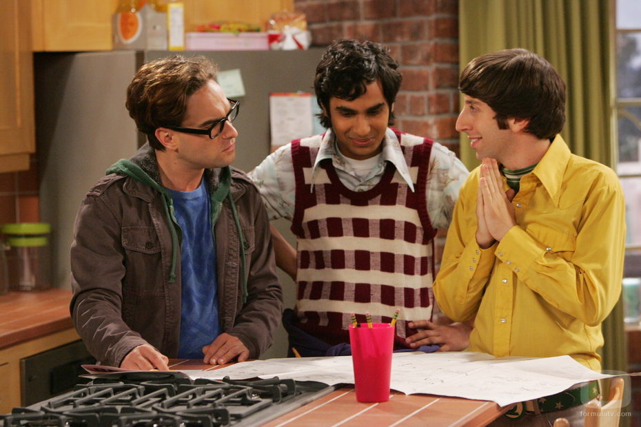 Leonard, Howard y Rajesh en 'The Big Bang Theory'