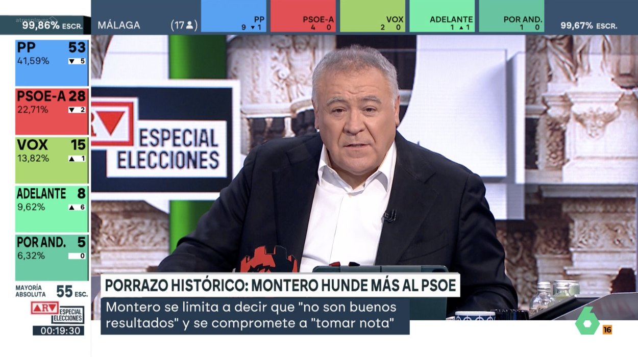 Antonio García Ferreras durante el especial sobre las elecciones en Andalucía