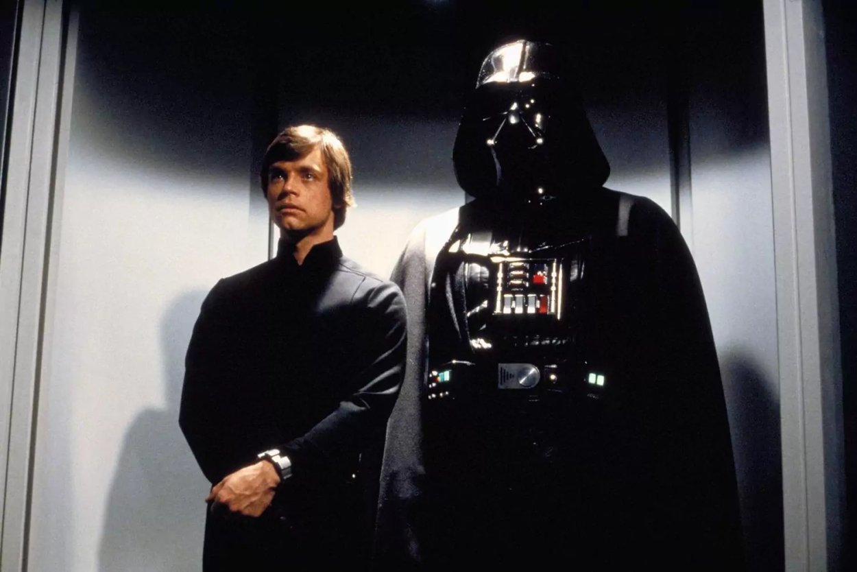 Luke Skywalker y Darth Vader en "El retorno del Jedi"