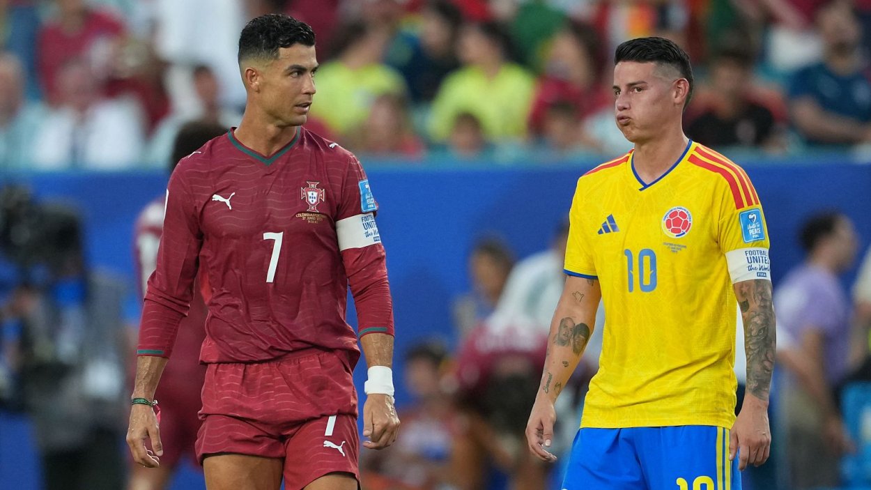 Cristiano Ronaldo y James Rodríguez en el partido entre Portugal y Colombia del Mundial 2026