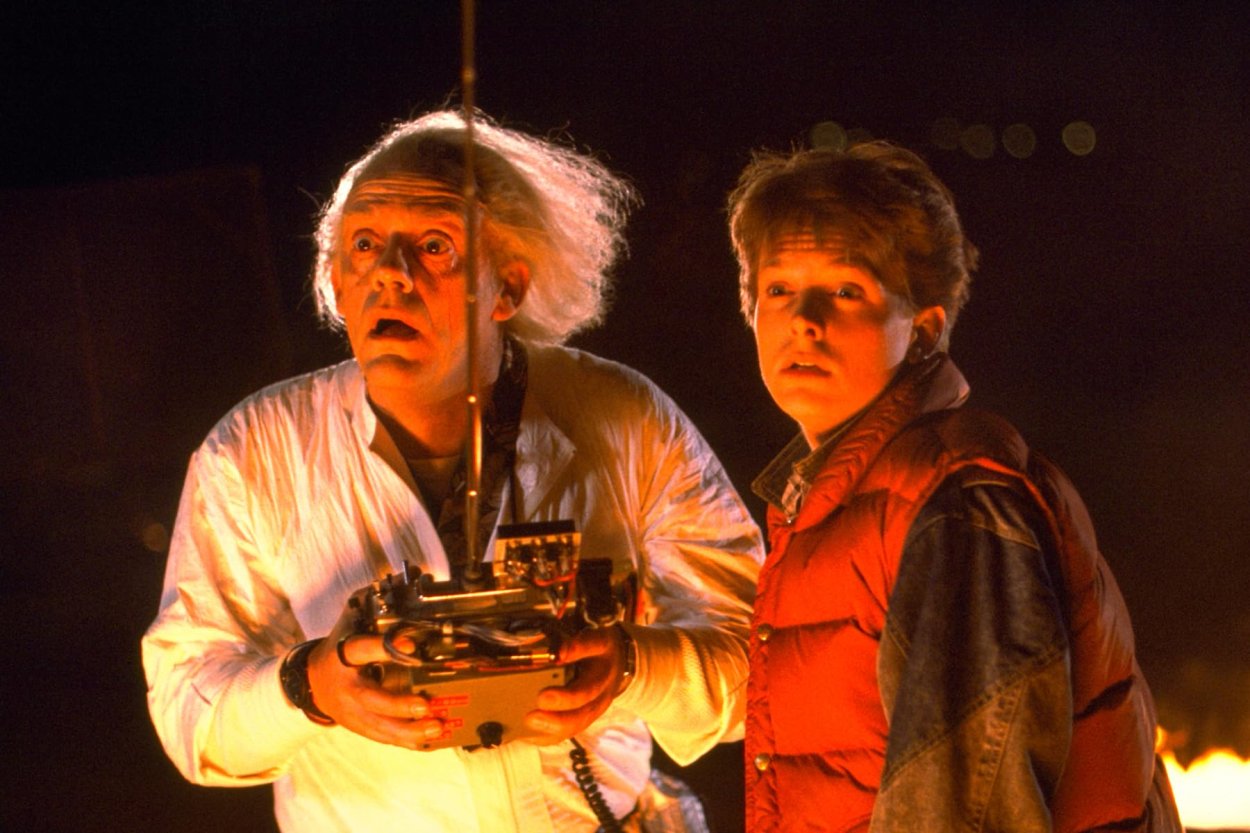 Michael J. Fox y Christopher Loyd en "Regreso al futuro"