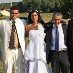 Los contrayentos junto a Guillaumet, Nides y David.