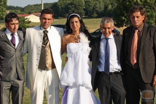 Los contrayentos junto a Guillaumet, Nides y David.