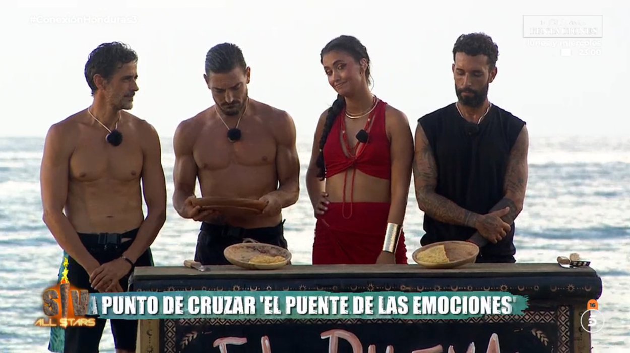 Víctor Janeiro, Damián Quintero, María Lamela y Omar Sánchez en 'Supervivientes All Stars'