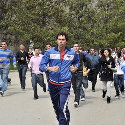 Paco León en la grabación de la promo de 'Aída'