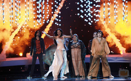 Eva Rivas en la Final de Eurovisión 2010