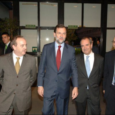 Mariano Rajoy junto a directivos de TVE