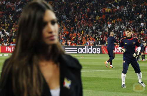 Sara Carbonero e Íker Casillas antes de la final