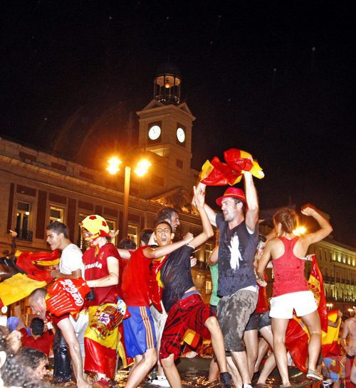 Celebrando el Mundial en la Puerta del Sol