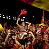La Plaza de España de Barcelona durante la final del Mundial