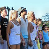Marcos, Mery, Nito y Keko en el Flash Mob de 'Fama Revolution' en Madrid