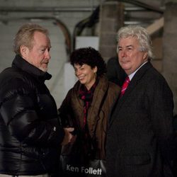 Ridley Scott, Rola Bauer y Ken Follet en Budapest