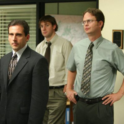 Steve Carell y Rainn Wilson en la oficina de 'The office'