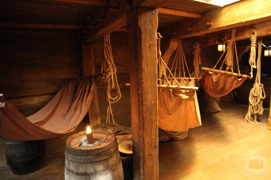 Hamacas en la bodega del galeón
