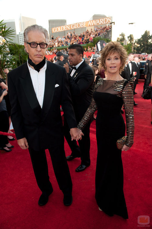Jane Fonda y Richard Perry en los Globos de Oro 2011