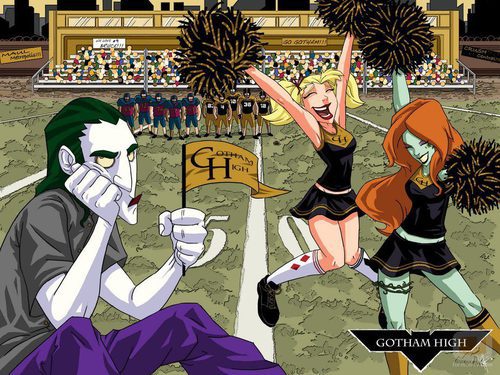 Joker y las animadoras Hiedra Venenosa y Harley Quinn