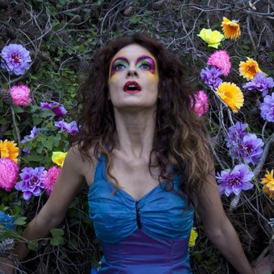 Geno entre flores de colores