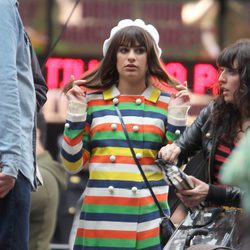 Lea Michele en el rodaje de 'Glee'