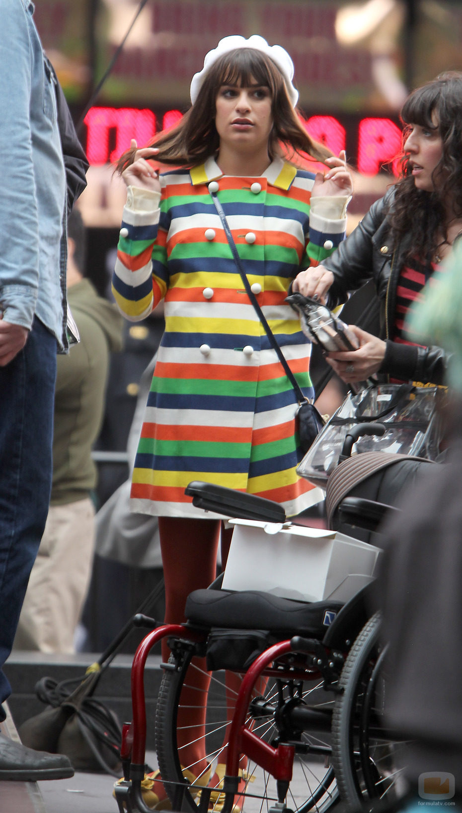 Lea Michele en el rodaje de 'Glee'