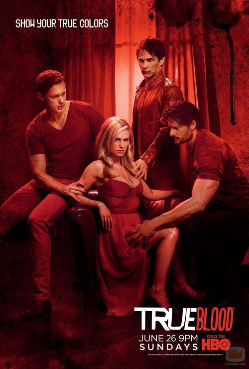 Cartel promocional de la cuarta temporada de 'True Blood' en rojo