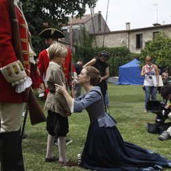 Rodaje de una escena entre Antón y Blanca en 'Piratas'