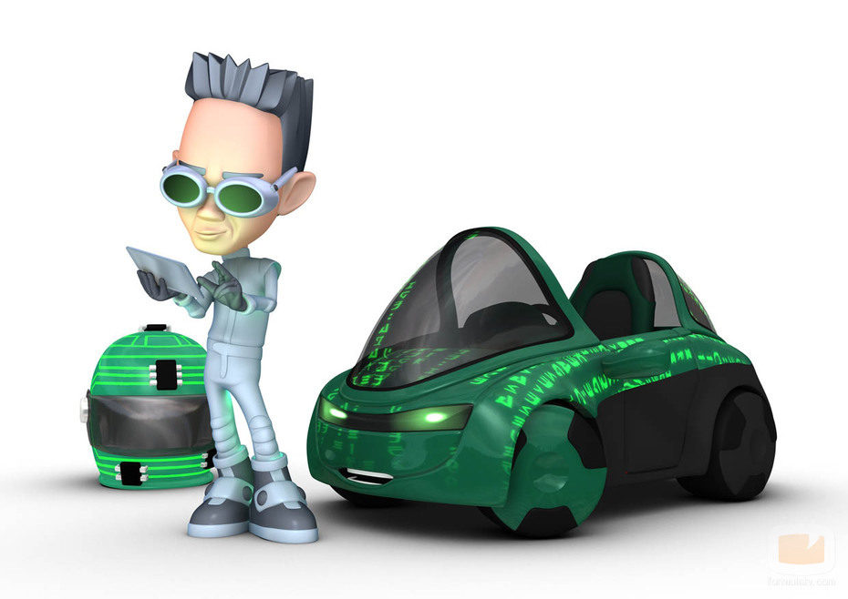 Zack, con su coche verde 